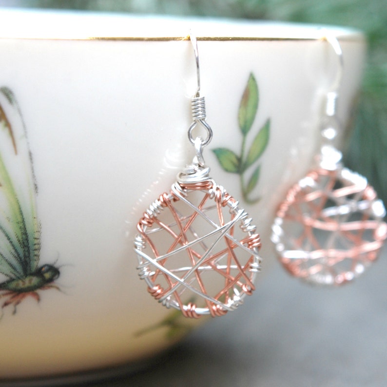 Dream Catcher Wire Wrapped Earrings Free shipping in Canada image 1