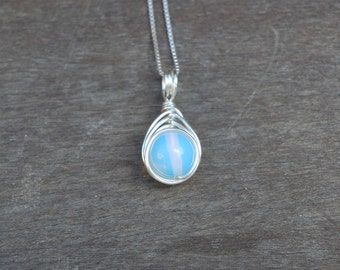 Moonstone 10mm Drop Wire Wrapped Pendant