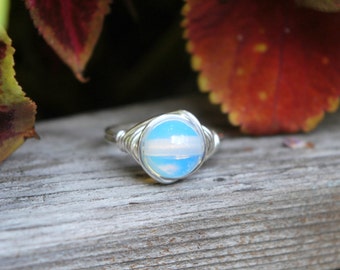 Moonstone 8mm Wire Wrapped Ring