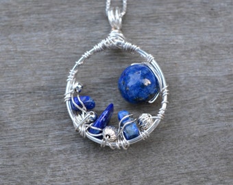 Lapis Lazuli October Wire Wrapped Pendant