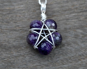 Amethyst Star Wire Wrapped Pendant