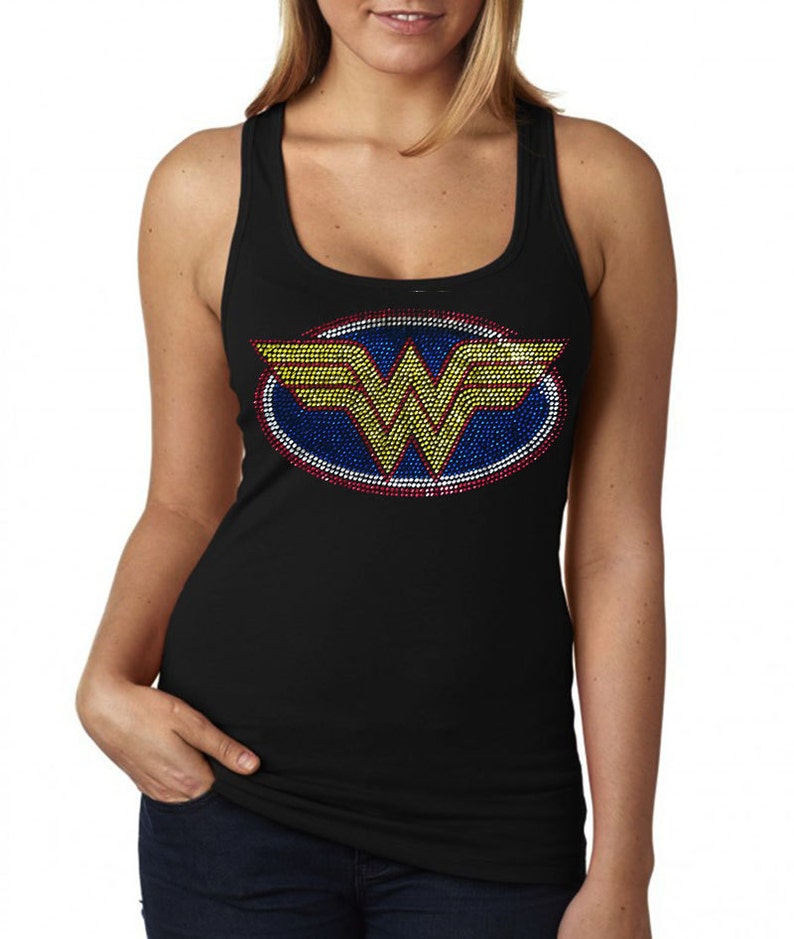 Super Wonder Woman Rhinestone Tee Bling 