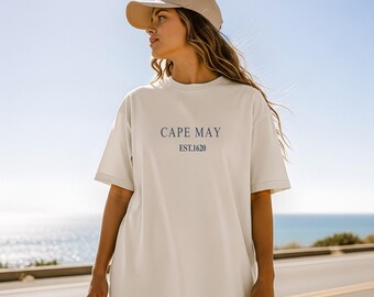 Cape May Vintage Coastal Beach Town T-Shirt | Comfort Colors 1717 Tee