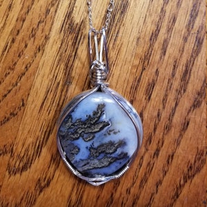 Dendritic Agate Necklace ~Handmade Sterling Silver~ Rare Oregon Graveyard Point Agate