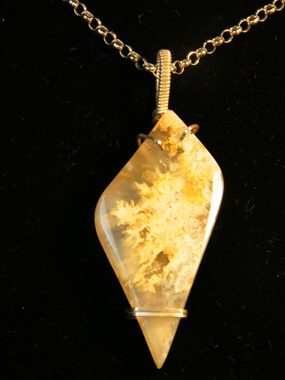 Dendritic Agate Necklace ~Handmade Sterling Silver~ Rare Oregon Graveyard Point Agate