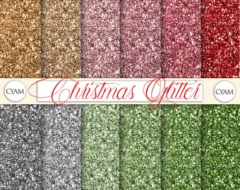 Christmas Glitter Digital Paper: Instant Download. Pink Red Green Silver Gold Glitter Pattern