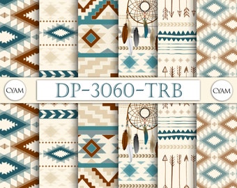 DP-3060-TRB Pastel Ethnic Tribal Aztec Digital Paper: Instant Download. Tribal Aztec Dreamcatcher arrows indie pattern.