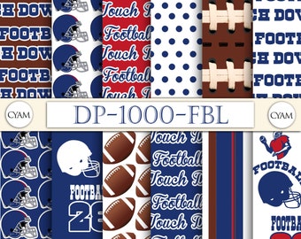Blue Football Digital Paper. SPORTS Pattern Prints, Instant Download