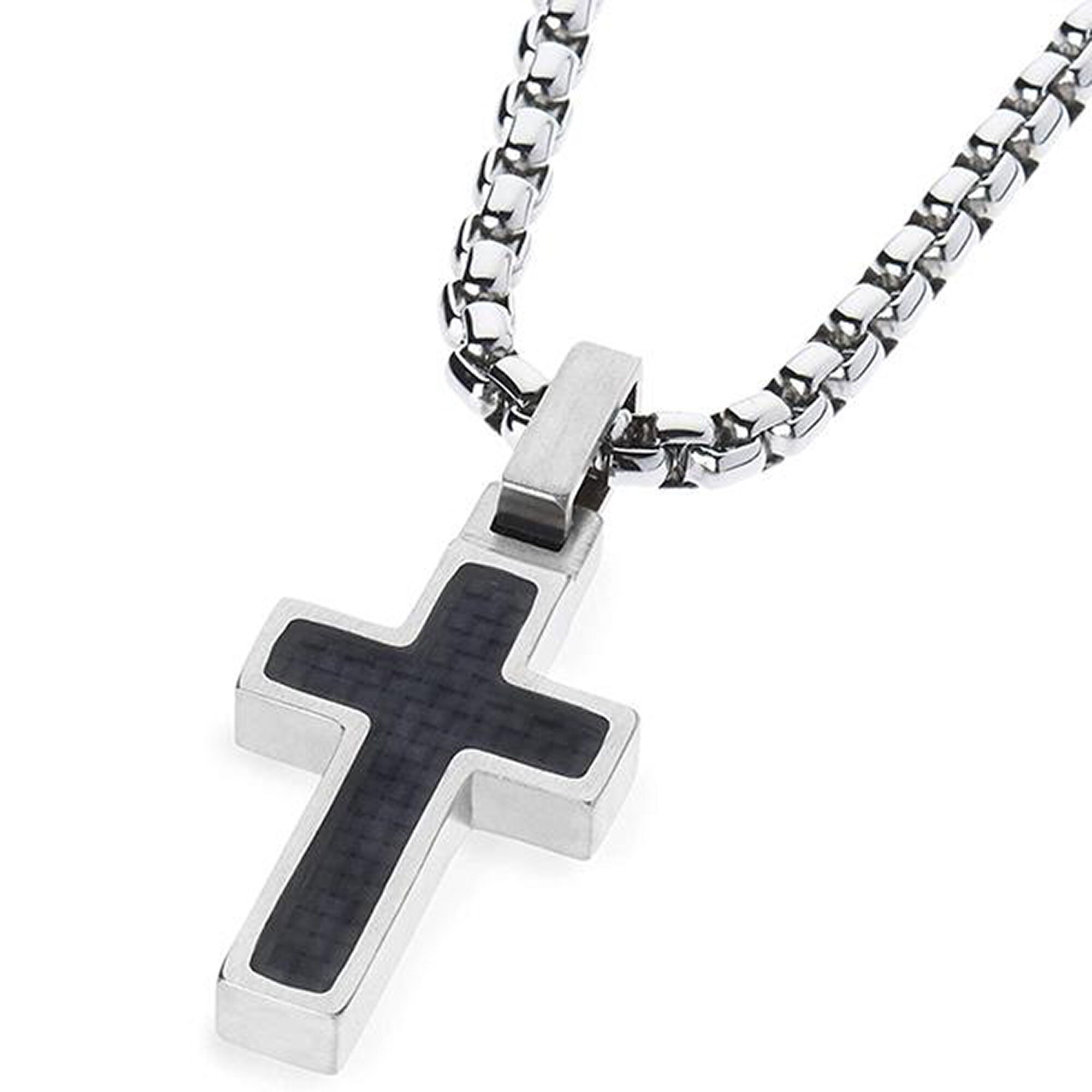Midsize Titanium Cross Necklace With 