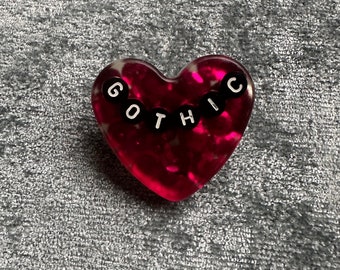 Gothic Handmade Resin Heart Pin