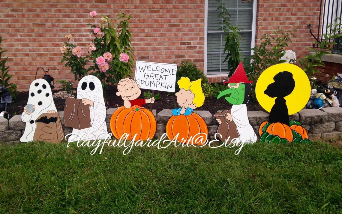 Snoopy Peanuts Halloween Yard Art Welcome Great Pumpkin - Etsy
