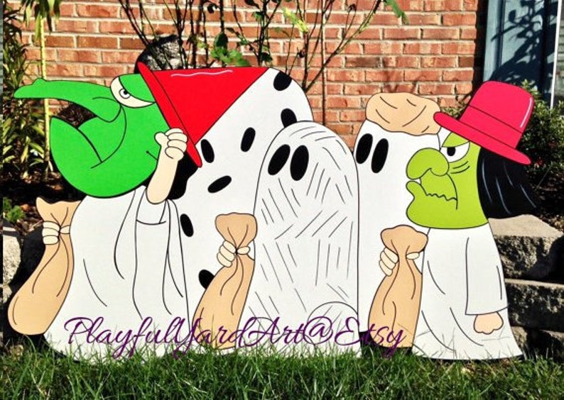 Halloween Peanuts Gang Trick Or Treating Halloween Yard Art Etsy