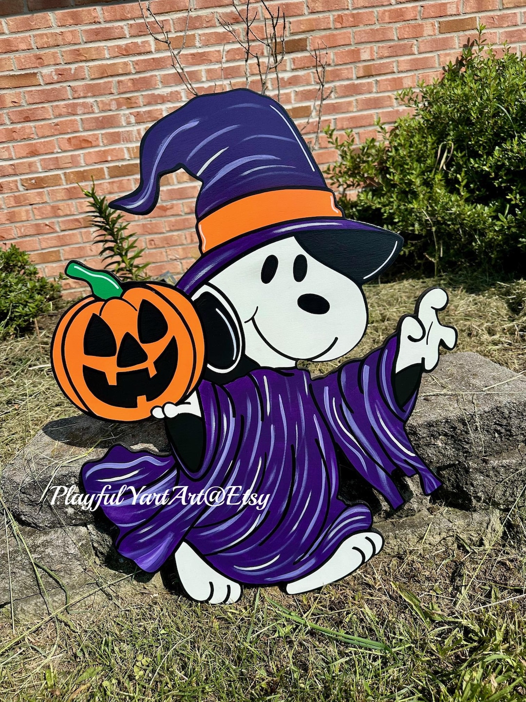Snoopy With Pumpkin Halloween Yard Art - Etsy