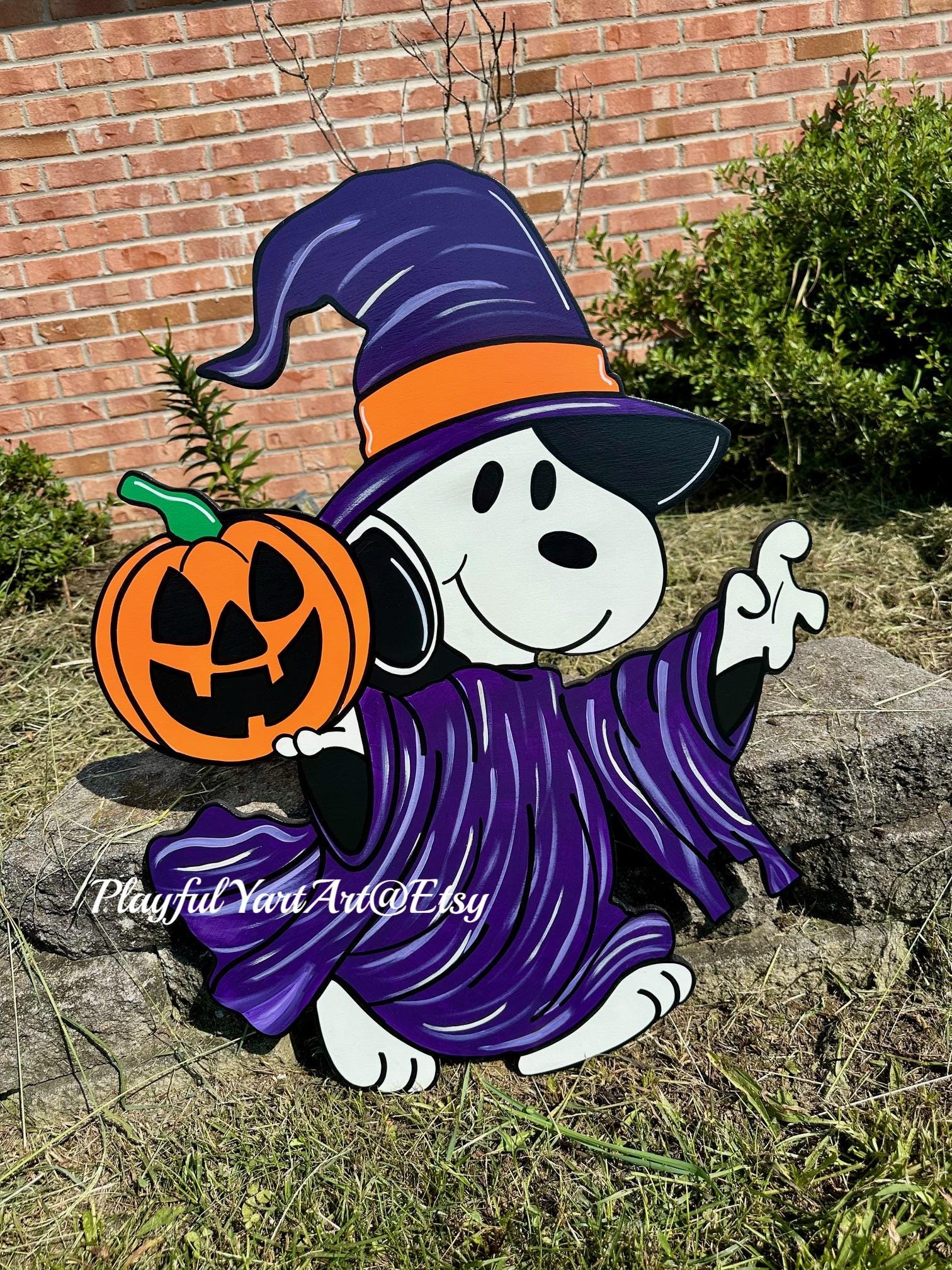 Snoopy With Pumpkin Halloween Yard Art - Etsy