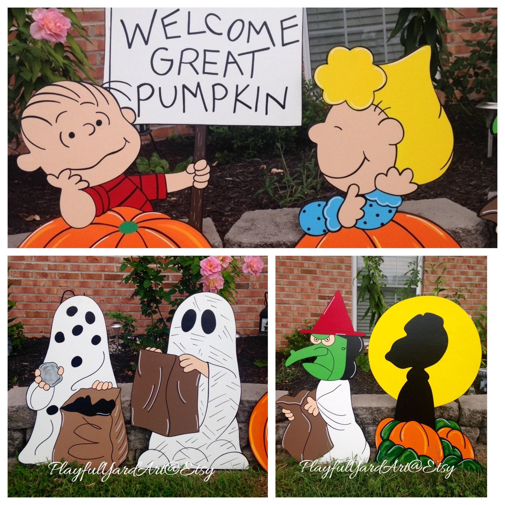 Snoopy Peanuts Halloween Yard Art Welcome Great Pumpkin - Etsy