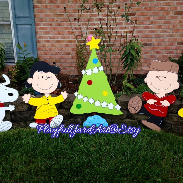 Peanuts Christmas Yard Art Etsy
