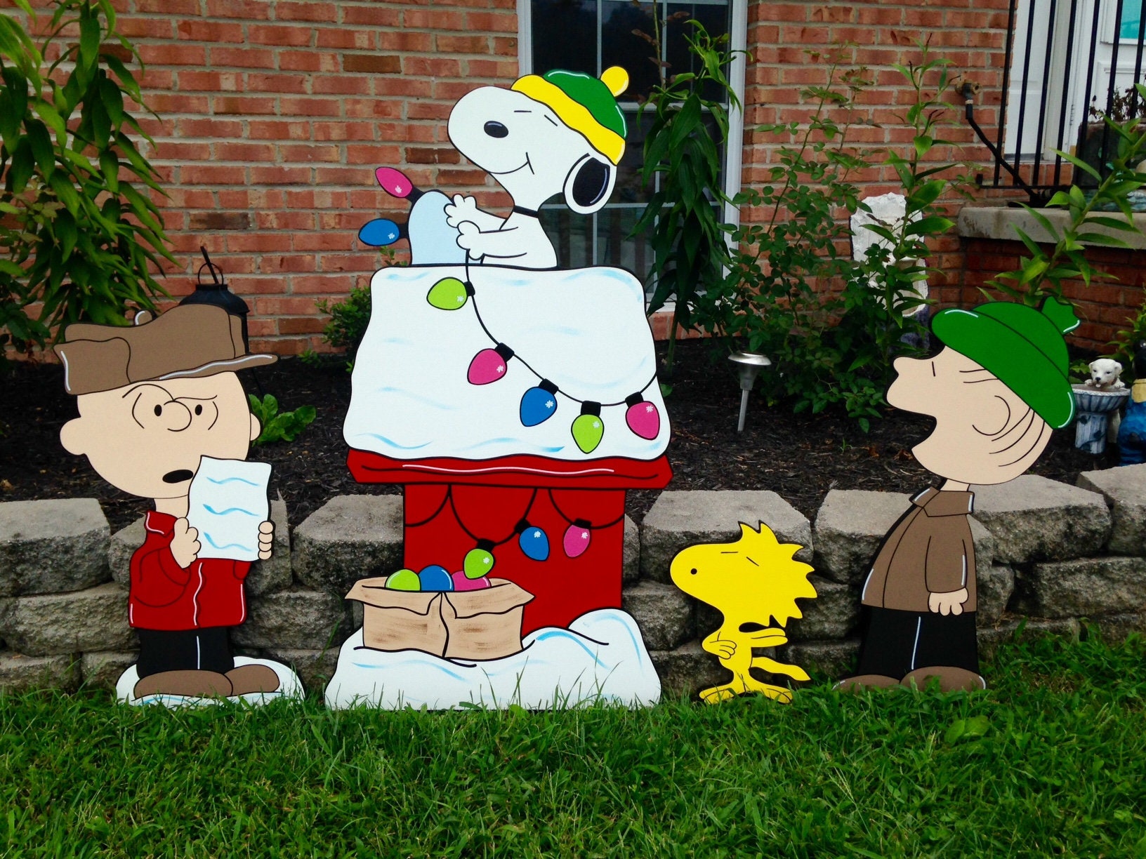 Peanuts Christmas Yard Art Decoration Set Etsy