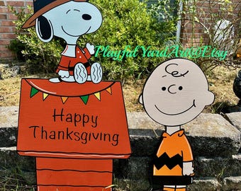 Charlie brown Snoopy peanuts thanksgiving yard art