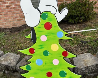 Christmas Snoopy yard art