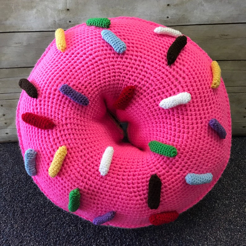 Giant Crochet Donut Crochet Donut Donut Foot Stool Knitted Etsy
