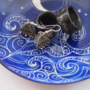 Jewellery bowl ring dish Starry Night theme blue night sky design jewelry bowl ocean bowl moon bowl image 3