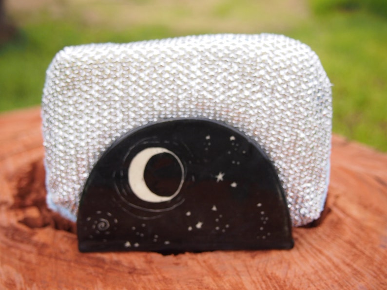 Sponge holder napkin holder kitchen sponge holder black starry night design kitchen sponge holder, business card holder image 4