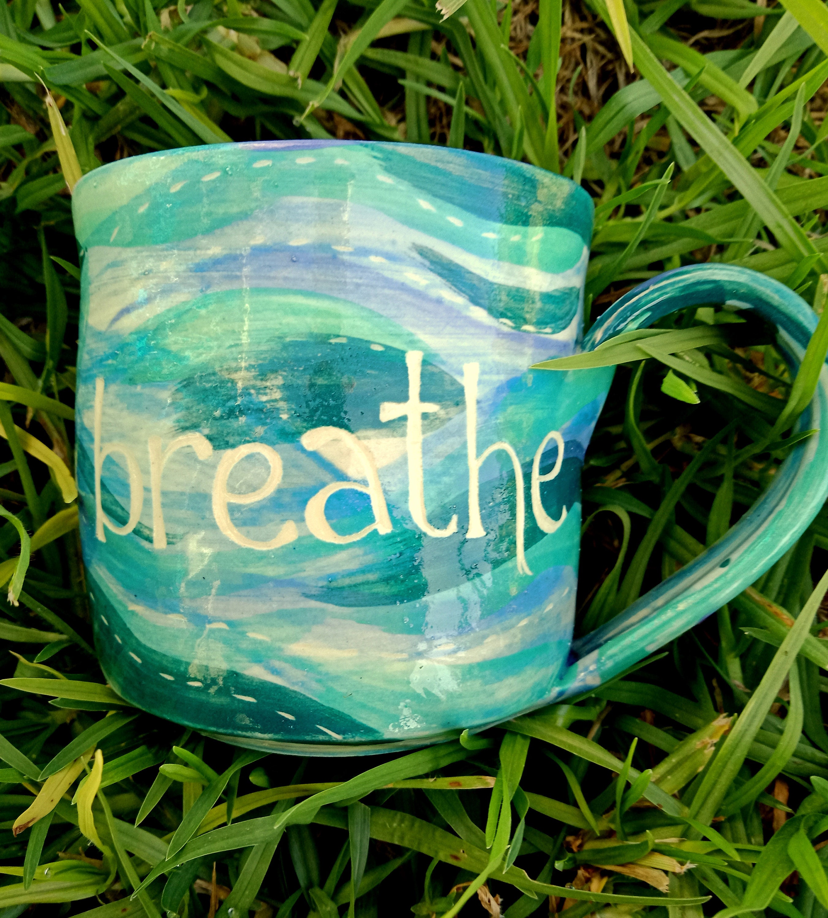 Coffee mug BREATHE waves mug ocean mug meditation mug