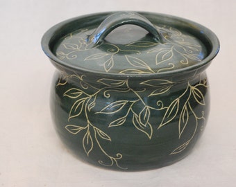 Green Tea Caddy Jar with matching Tea Scoop