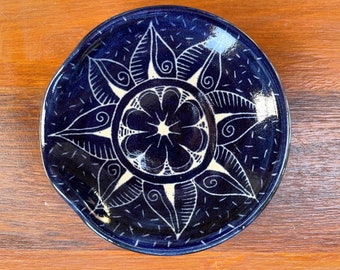 Spoon rest midnight blue with flower mandala design -  chef cooking utensil chef gift blue spoonrest