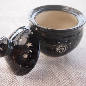 Moon and Stars Jar Lidded pot black starry night small for storing precious things jewellery storage, image 3