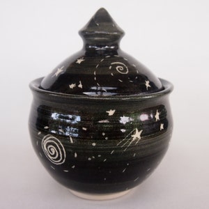 Moon and Stars Jar Lidded pot black starry night small for storing precious things jewellery storage, image 5