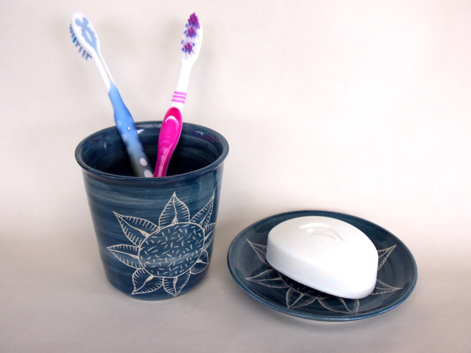 Soap dish washroom set Toothbrush holder forest green Etsy