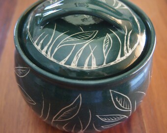 Green Pottery Tea Caddy Jar Lidded Pot ceramic tea caddy tea canister