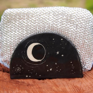 Sponge holder napkin holder kitchen sponge holder black starry night design kitchen sponge holder, business card holder image 1