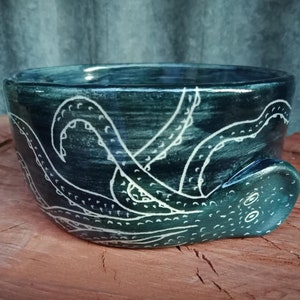 Shaving bowl ridged shaving bowl dark blue octopus and anchor sea design