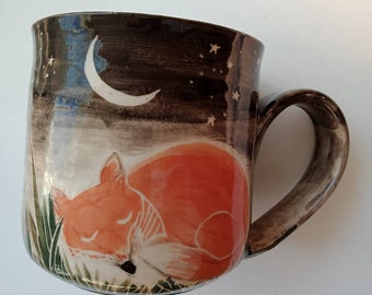 Fox mug fox in moonlight mug