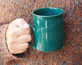 Coffee mug green mug stoneware mug  Australian pottery