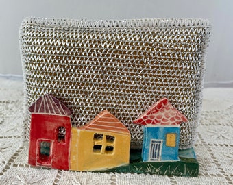 Sponge holder kitchen sponge holder seaside village cottage sponge holder business card holder house sponge holder