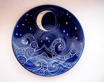 Jewellery bowl ring dish Starry Night theme blue night sky design jewelry bowl ocean bowl moon bowl