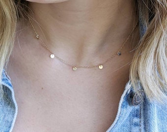 Dainty Gold Filled Disc Choker Necklace