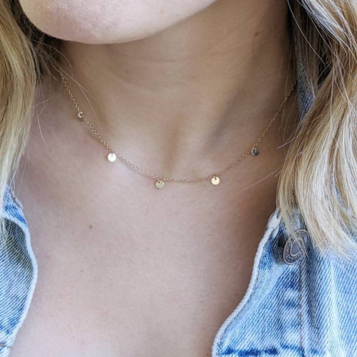 Gold Choker Necklace Gold Filled Disk Choker Necklace Gold Etsy
