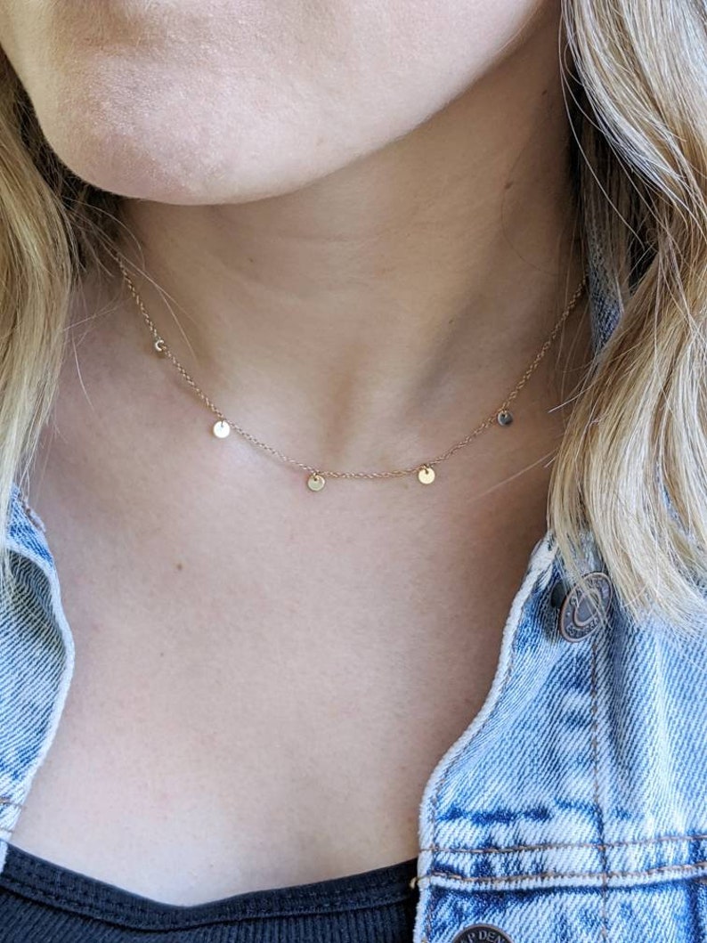 Gold Disc Choker Dainty Gold Coin Necklace Chain Gold Choker Etsy