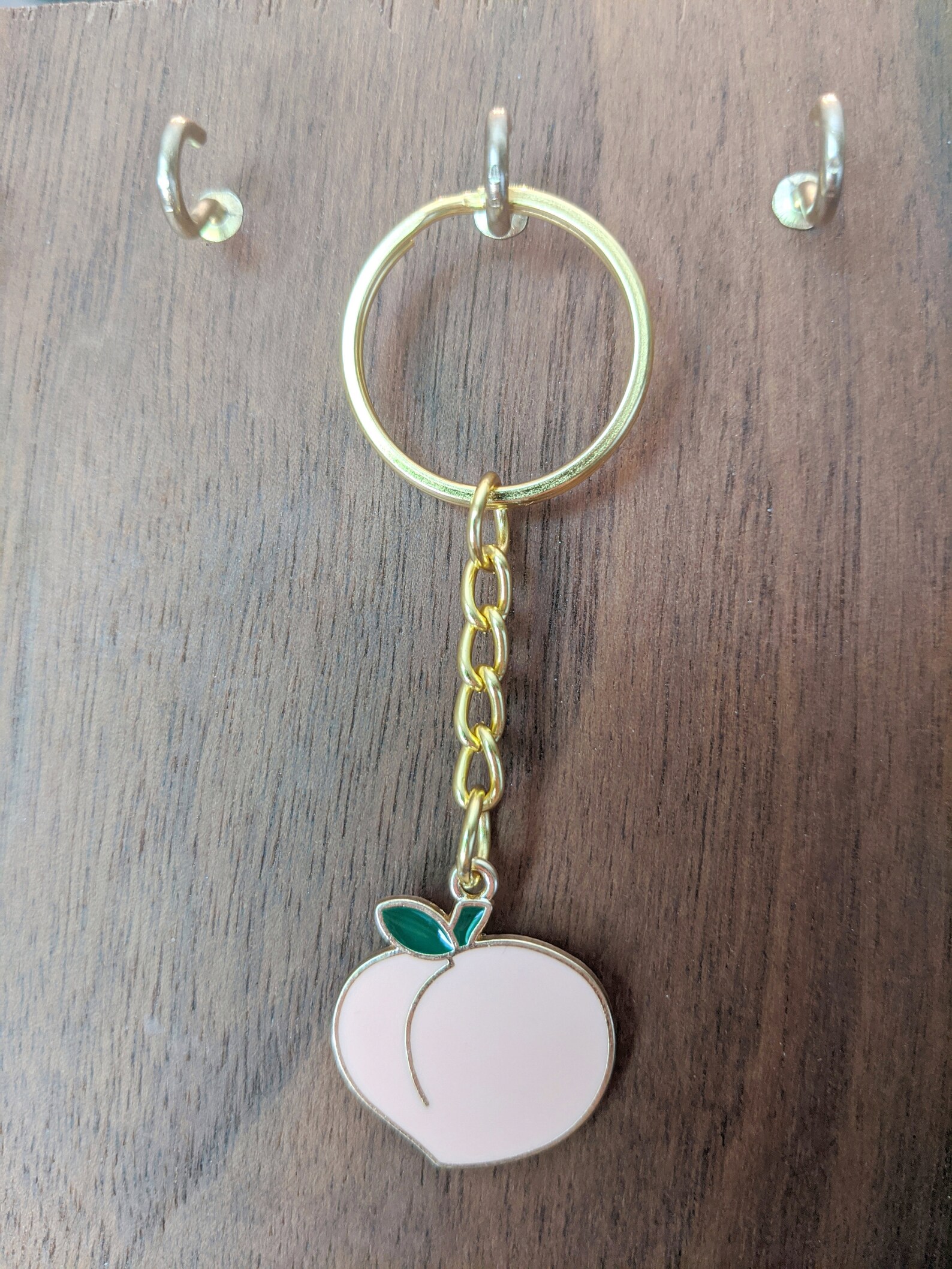 Enamel Keychain Peach Keychain Fruit Keychain Gold Metal Etsy