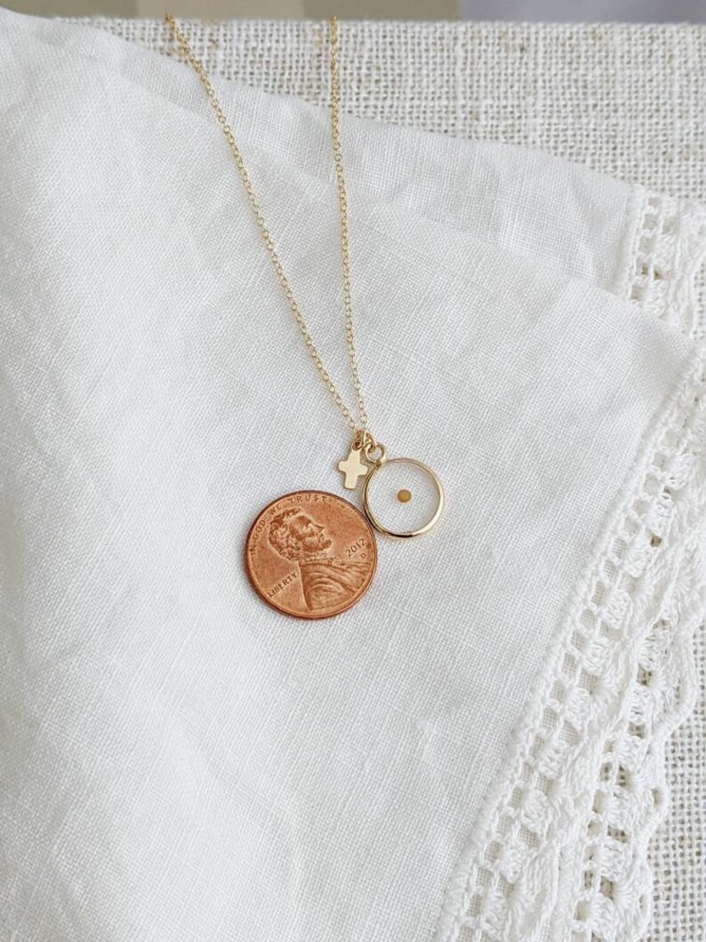 Mustard Seed Necklace With Cross Gold Mustard Seed Necklace Etsy