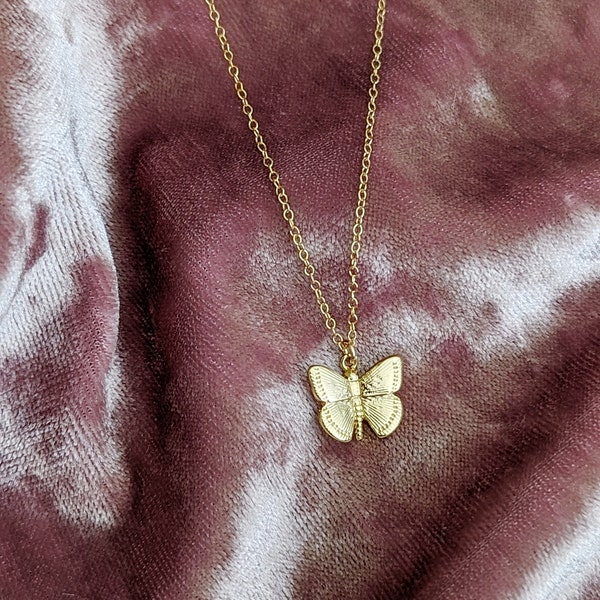 Gold Butterfly Necklace, Gold-filled Butterfly, Simple Butterfly Necklace, Butterfly Pendant, Little Girl Necklace