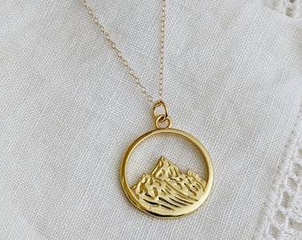 Mountain Necklace, Gold Mountain Necklace, Gold-filled Mountain, Gold-filled Chain, Mountain Pendant, Gold-filled Necklace