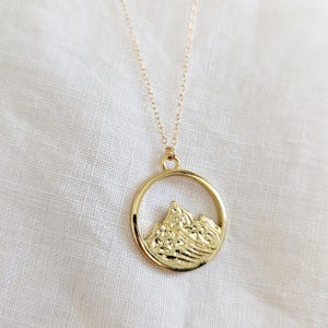 Mountain Necklace, Gold Mountain Necklace, Gold-filled Mountain, Gold-filled Chain, Mountain Pendant, Gold-filled Necklace