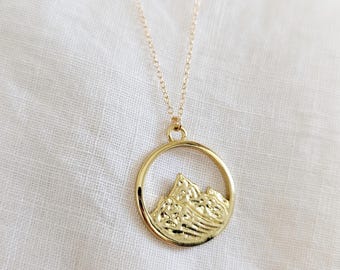 Mountain Necklace, Gold Mountain Necklace, Gold-filled Mountain, Gold-filled Chain, Mountain Pendant, Gold-filled Necklace
