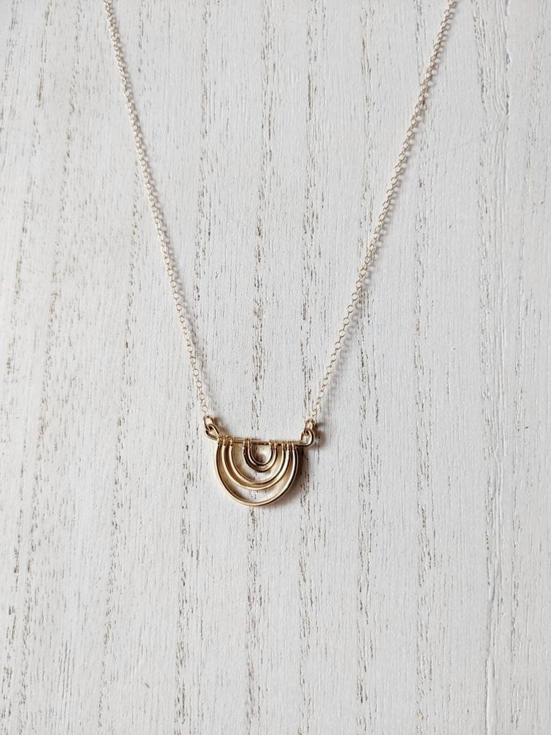 Rainbow Necklace, Gold Rainbow Necklace, Goldfilled Rainbow, Upside