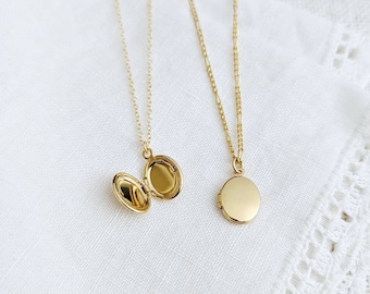 Gold Filled Locket Necklace, Small Oval Locket Pendant, Heirloom Jewelry, Minimalist Jewelry Gift for Her